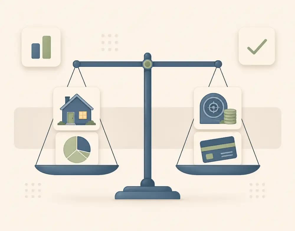 Illustration representing organized property and debt allocation in Oregon divorce