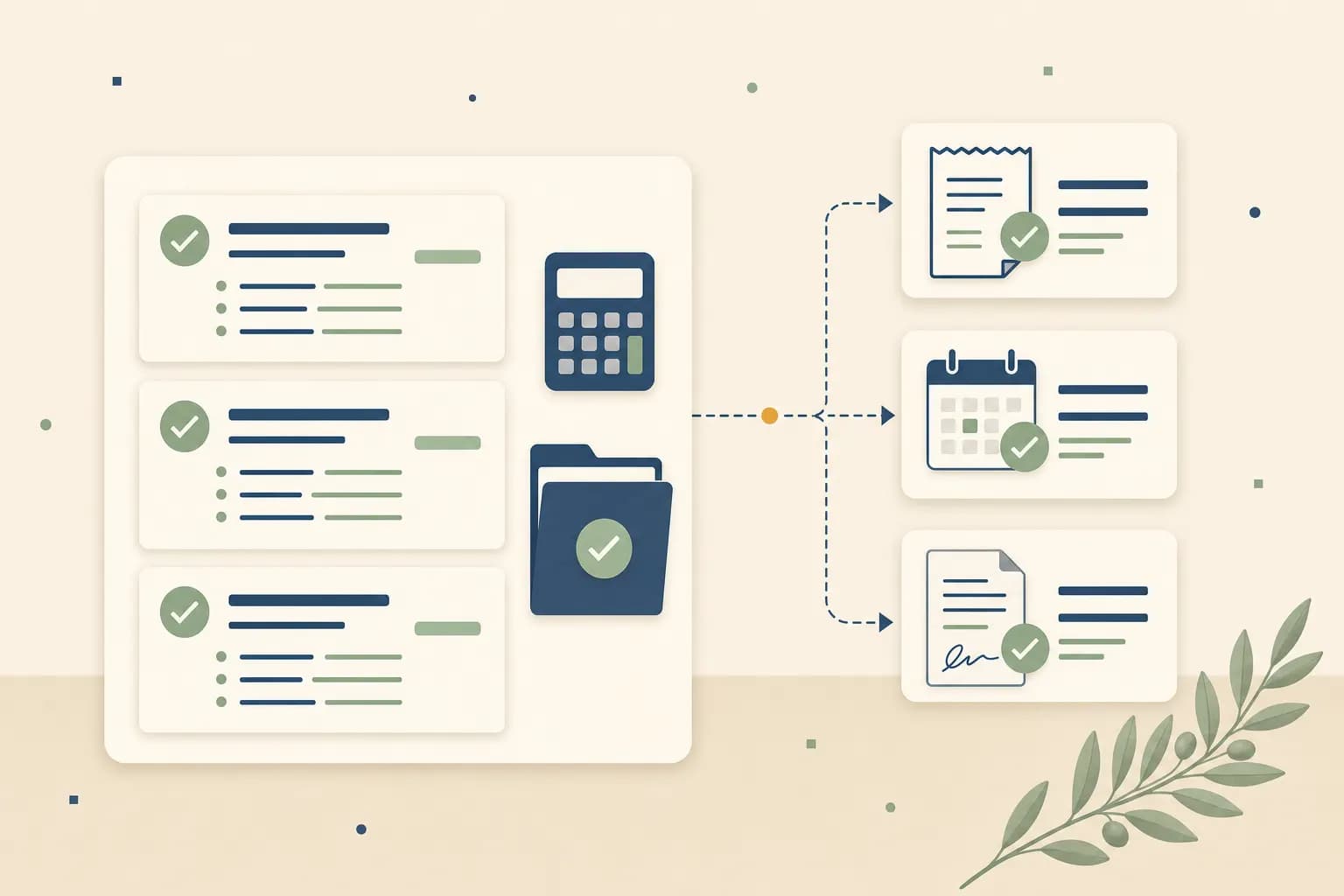 Illustration representing fixed-fee divorce pricing, attorney review, scheduling, and completed documents