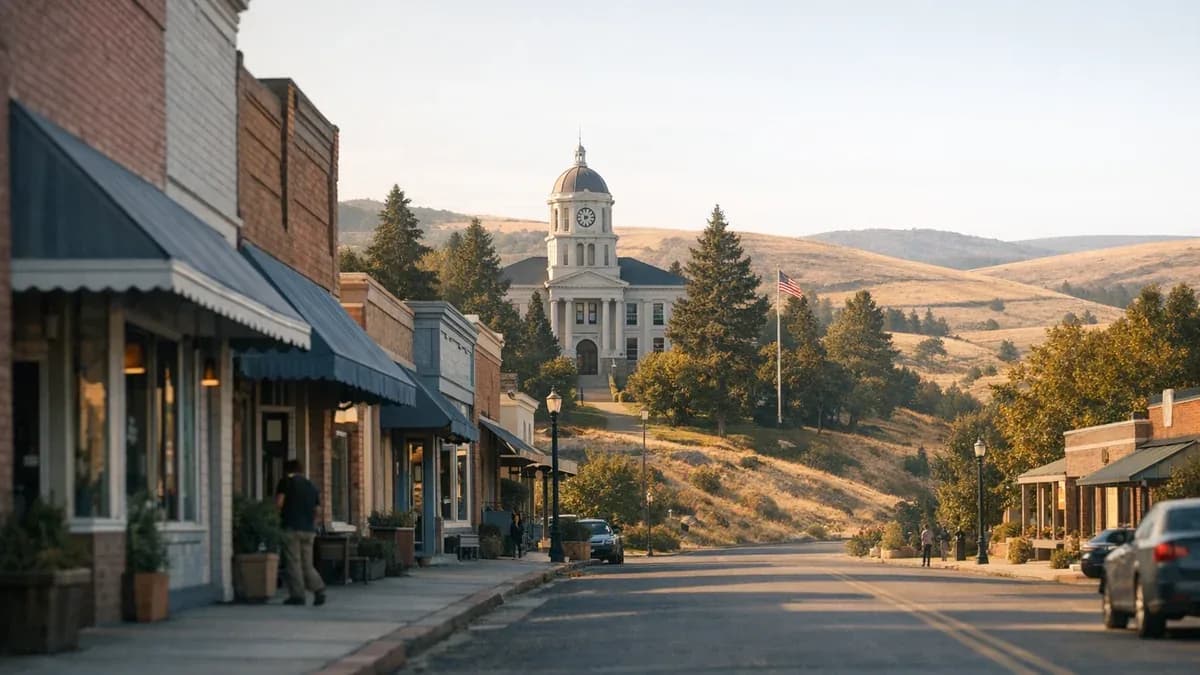 Golden wheat fields and rolling hills outside Condon in Gilliam County, Oregon