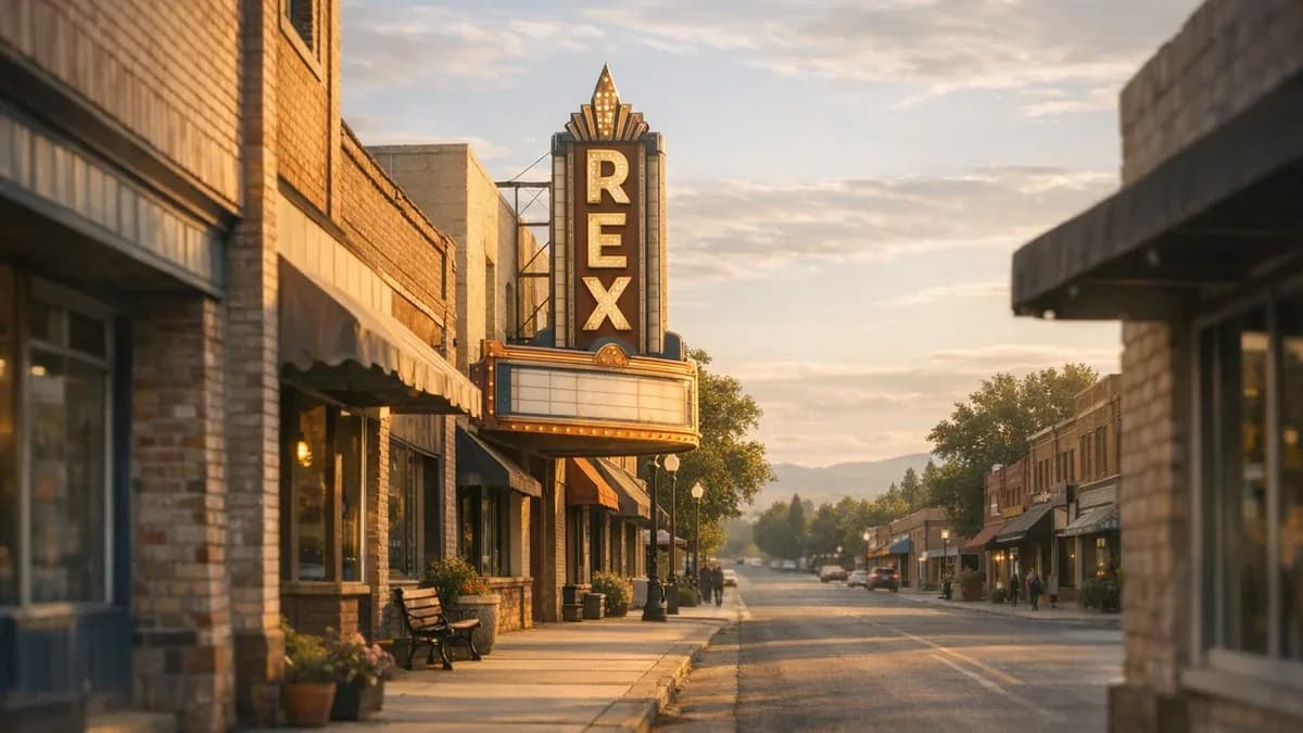 Evening light on the historic Vale mural district near downtown Vale in Malheur County, Oregon